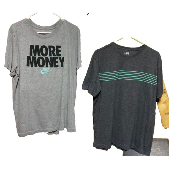 Lot of 2 Men's Tees: LEE Pima Cotton & NIKE Graphic "More Money" Size Large - Picture 1 of 10